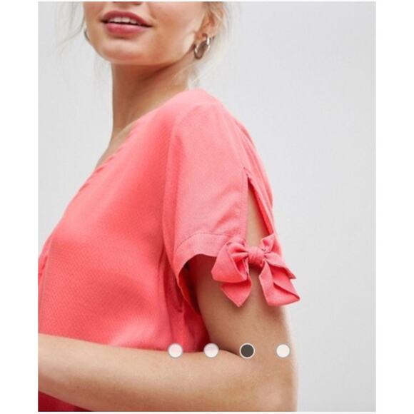 Jacqueline De Yong‎ Dress Womens 34 X Small Pink Rose Of Sharon Mini Button Down - Picture 4 of 11